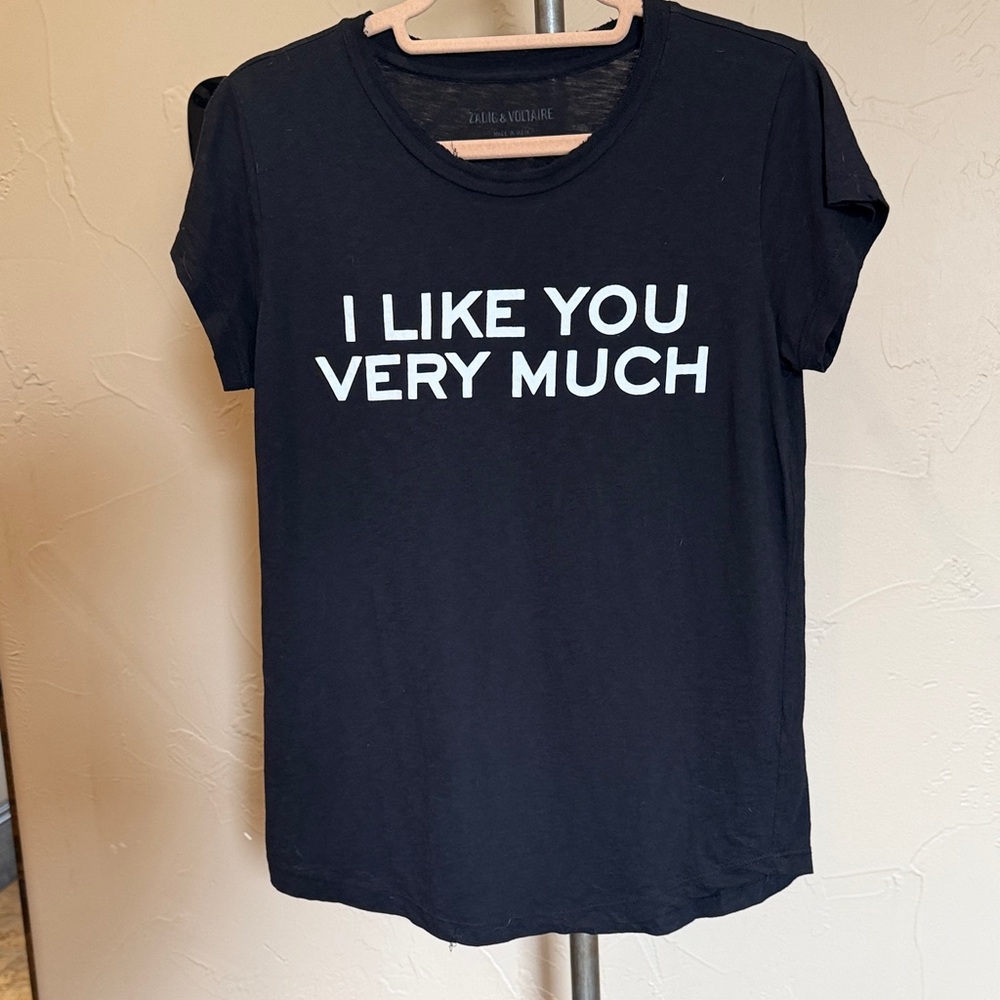 Zadig & Voltaire Black Tee with White Slogan